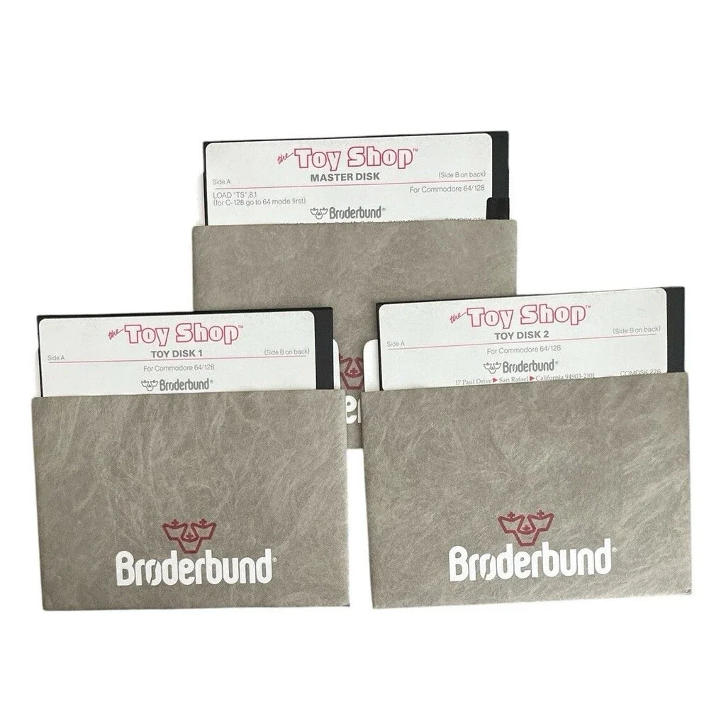 Vintage Broderbund 1986 The Toy Shop Commodore 64 128 Software 5.25 Disks